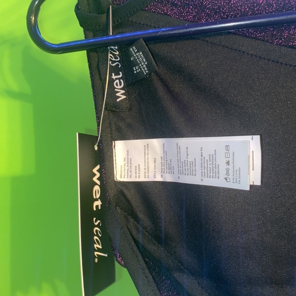 Slinky Cowl Neck Halter Tank Purple Glitter new - Picture 7 of 8